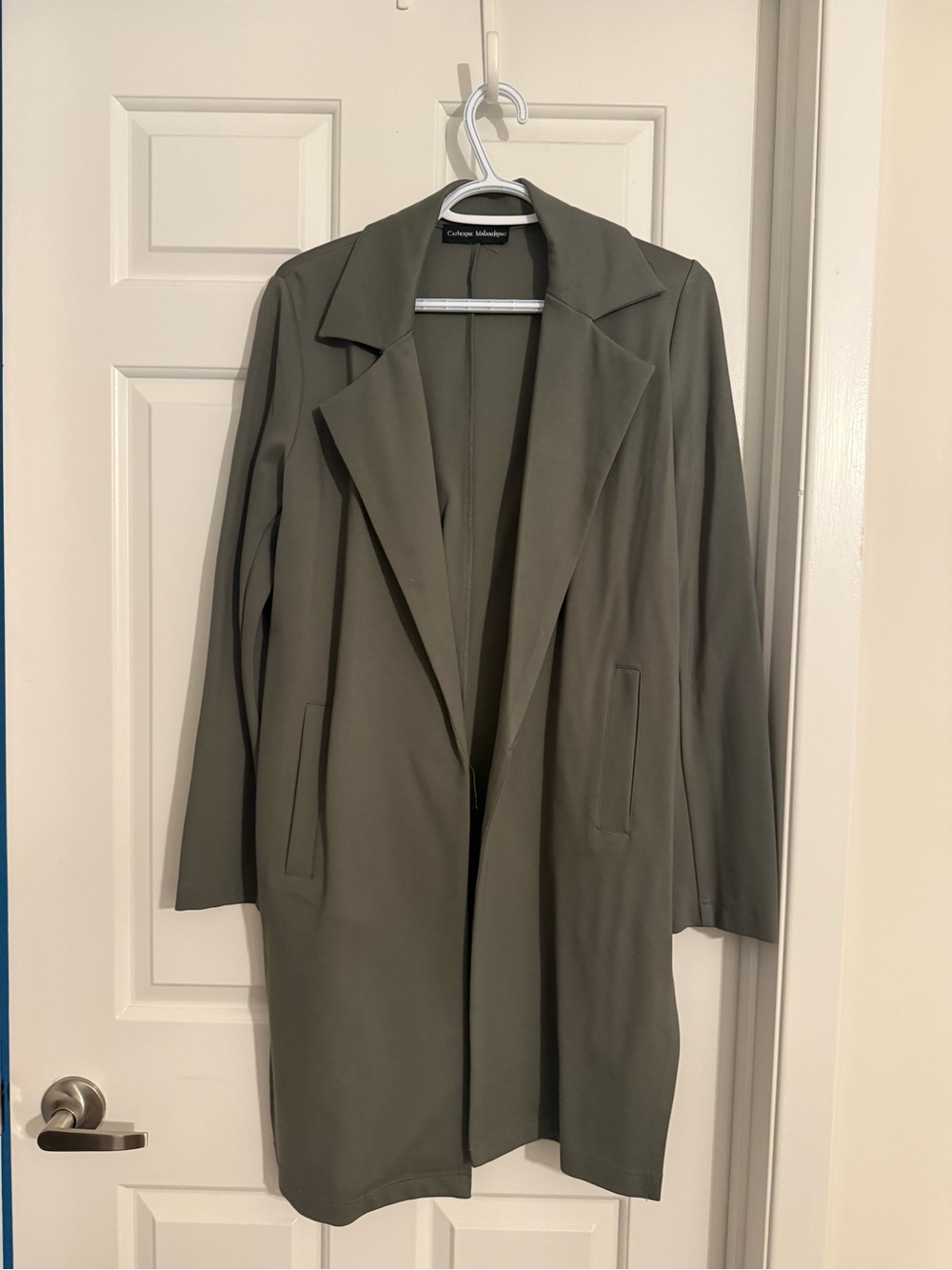 Catherine Malandrino Olive Open-Front Trench Coat